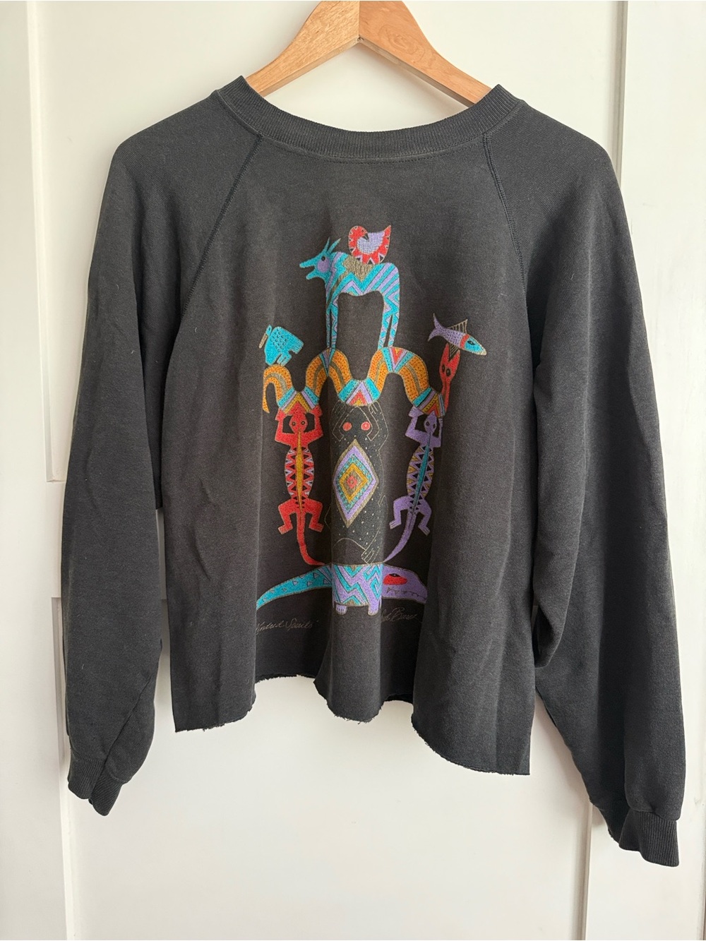 Velvet Bones Upcycled Laurel Burch Kindred Spirits Sweatshirt XL Made in USA